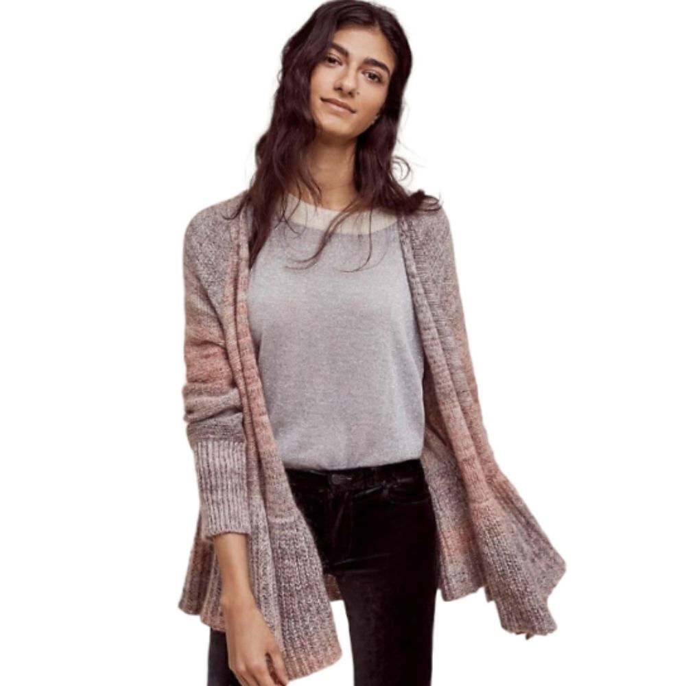 ANTHROPOLOGIE Knitted & Knotted cardigan peplum mohair sweater S